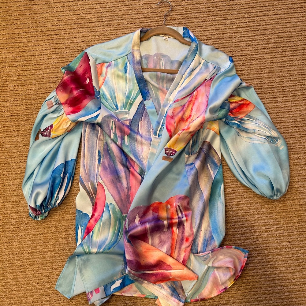 Ramona LaRue Abstract Silk Blouse